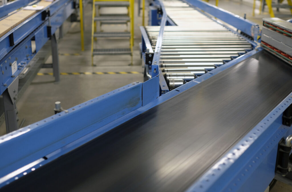 Conveyor belt inside a manufacturing site
